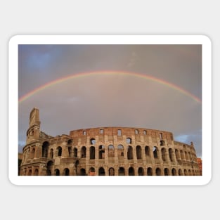 Rainbow Over The Colosseum, Rome, Italy Sticker